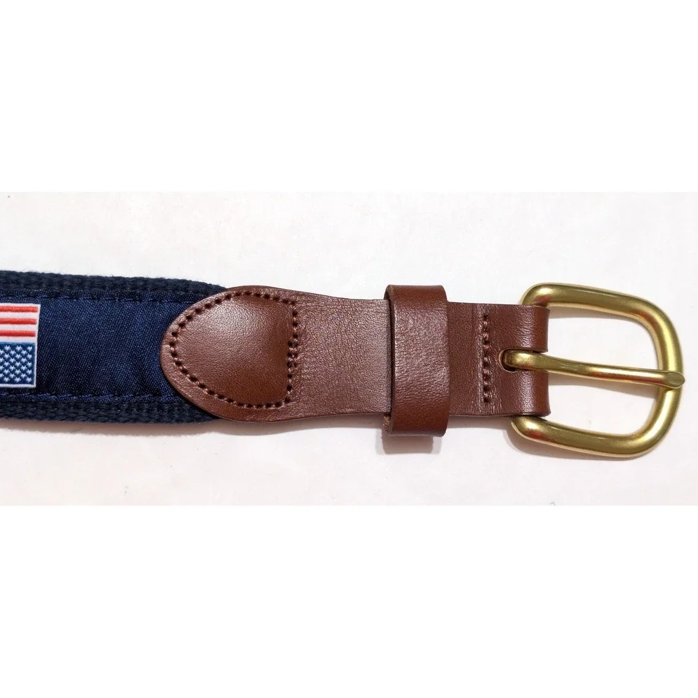 Leather Man Limited USA American Flag Woven Belt Blue ~ Size 34